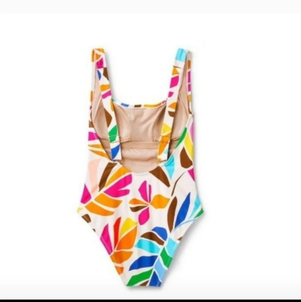 TABITHA BROWN BOTANICAL PRINT SCOOP NECK ONE PIECE SWIMSUIT SZ M